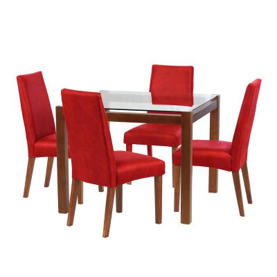 Juego De Comedor Barcelona 1000X1000 S/Cadiz Cuero Rojo