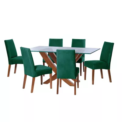 Juego De Comedor Alicante 6 Sillas Cadiz Tela Velvet Verde