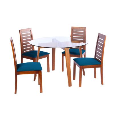 Juego De Comedor Valencia S/Tenerife Tela Azul Petroleo