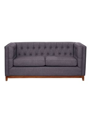 Sofá Roma 2 Cuerpos Capitoné Lino Gris Oscuro