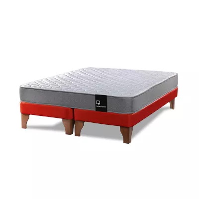 Cama Europea Zen Best 2 Plazas Colchon Resortes Base Dividida PU Rojo