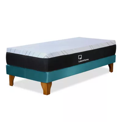 CAMA ZEN TOP FOAM VISCO TELA TURQUESA 1PZA