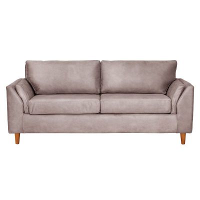 Sofá Milan 3C Cuero Kentucky Gris Con Asiento de Resortes Pocket