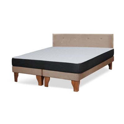 Imagen 2 del producto Cama Europea Zen Roller 2 Plazas Colchon Comprimido Espuma Tela Beige