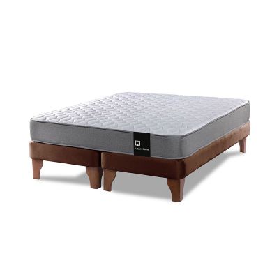 Imagen 2 del producto Cama Europea Zen Best 2 Plazas Colchon Resortes Base DivididaTela Café