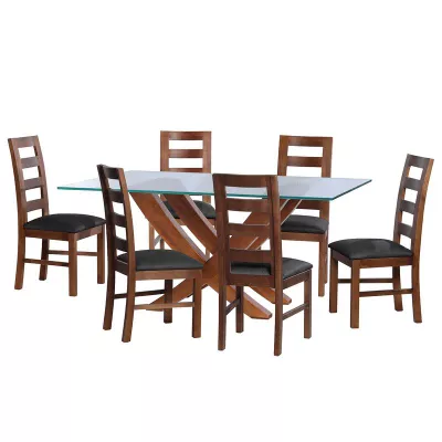 Juego De Comedor Alicante 6 Sillas Granada Cuero Kentucky Negro