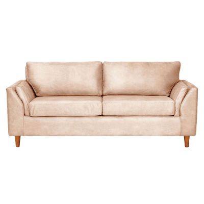 Sofá Milan 3C Cuero Kentucky Beige Con Asiento de Resortes Pocket