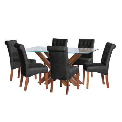 Juego De Comedor Merida 6 Sillas Oviedo Cuero Kentucky Negro