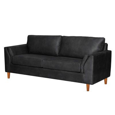 Imagen 2 del producto Sofá Milan 3C Cuero Kentucky Negro Con Asiento de Resortes Pocket