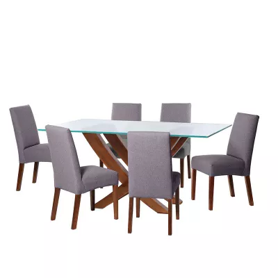 Juego De Comedor Alicante 6 Sillas Cadiz Lino Gris Oscuro