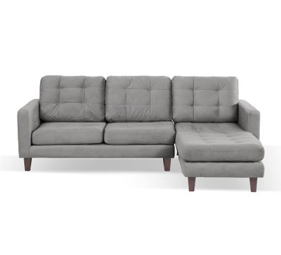 Sofa Chaiselong Der Napoles Tela Velvet  Gris