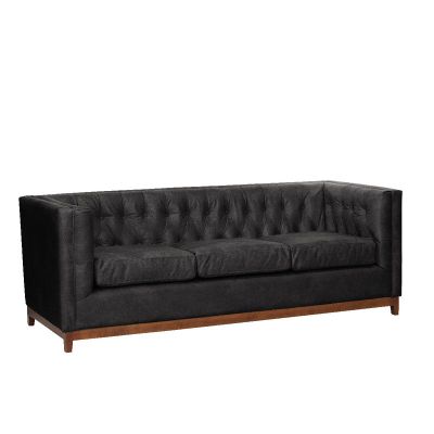 Imagen 2 del producto Sofa Roma 3 Cuerpos Capitoné Cuero Colorado Negro