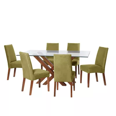 Juego De Comedor Merida 6 Sillas Cadiz Tela Velvet Pistacho