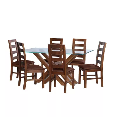 Juego De Comedor Merida 6 Sillas Granada Cuero Kentucky Cafe Moro