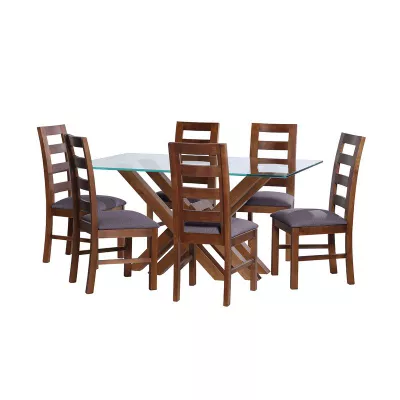 Juego De Comedor Merida 6 Sillas Granada Lino Gris Oscuro