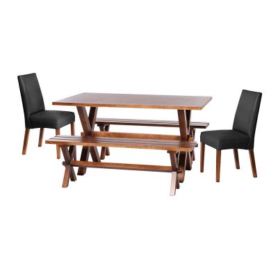 Imagen 1 del producto Juego De Comedor Sevilla 2 Sillas Cadiz + 2 Bancas Pu Negro