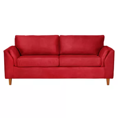 Sofá Milan 3C Cuero Kentucky Rojo Con Asiento de Resortes Pocket