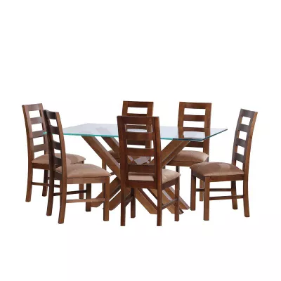 Juego De Comedor Merida 6 Sillas Granada  Tela Velvet Beige