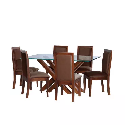 Juego De Comedor Merida 6 Sillas Girona Tela Velvet Chocolate