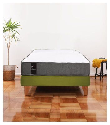 Cama Europea Zen Best 1.5 Plaza Colchon Resortes Base Dividida Tela Pistacho