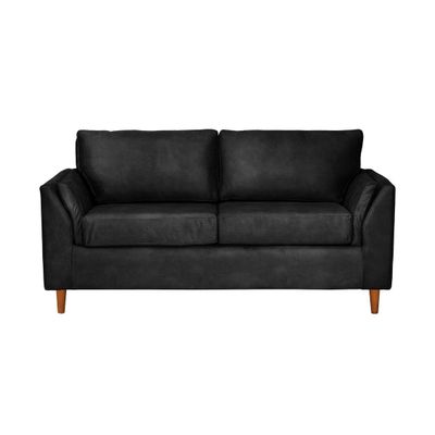 Sofá Milan 2C Cuero Kentucky Negro Con Asiento de Resortes Pocket