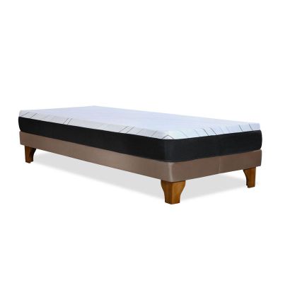 Imagen 2 del producto Cama Europea Zen Pro Colchon Resortes 1.5 Plaza Base Dividida Tela Beige