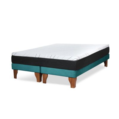 Imagen 2 del producto Cama Europea Zen Pro Colchon Resortes 2 Plazas Base Dividida Tela Turquesa