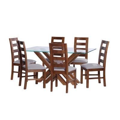 Juego De Comedor Merida 6 Sillas Granada Lino Gris Claro