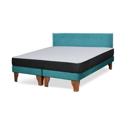 Imagen 2 del producto Cama Europea Zen Roller 2 Plazas Colchon Comprimido Espuma Tela Turquesa