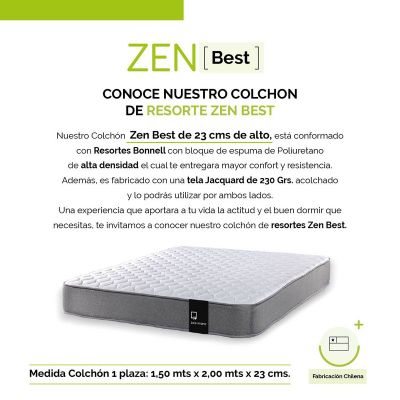 Imagen 2 del producto Cama Europea Zen Best 2 Plazas Colchon Resortes Base Dividida + Respaldo PU Rojo
