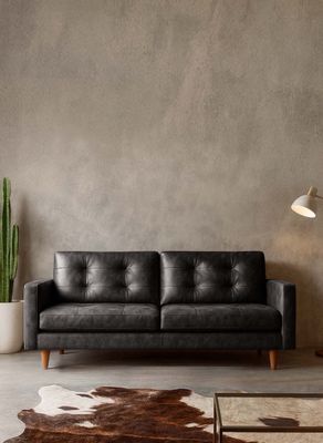 SOFA NAPOLES 3C CUERO KENTUCKY NEGRO