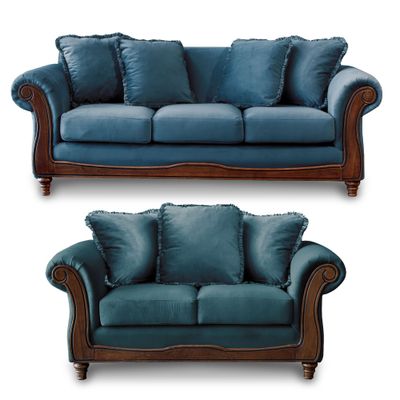 LIVING RIMINI 3-2 TELA VELVET AZUL PETROLEO