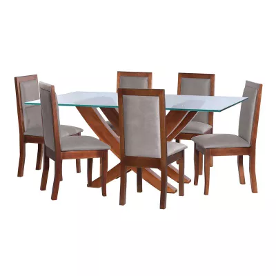 Juego De Comedor Alicante 6 Sillas Girona Cuero Kentucky Gris