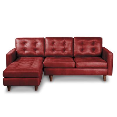 SOFA CHAISELONG IZQ NAPOLES CUERO KETUCKY ROJO