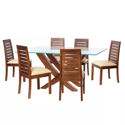 Juego De Comedor Alicante 6 Sillas Tenerife Pu Beige
