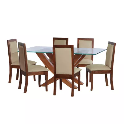 Juego De Comedor Alicante 6 Sillas Girona Pu Beige