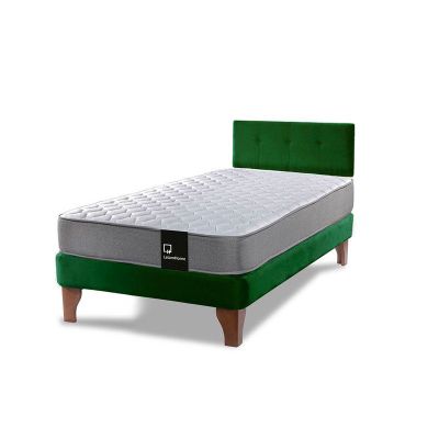 Imagen 2 del producto Cama Europea Zen Best 1.5 Plaza Tela Velvet Verde + Respaldo