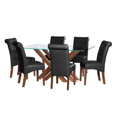 Juego De Comedor Merida 6 Sillas Oviedo Pu Negro