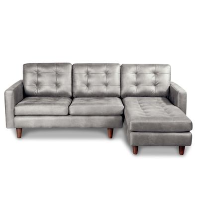 SOFA CHAISELONG DER NAPOLES CUERO KETUCKY GRIS