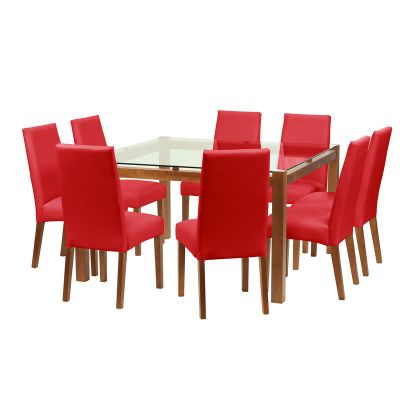 Juego De Comedor Barcelona 1400X1400 S/Cadiz Pu Rojo
