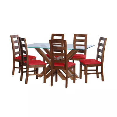 Juego De Comedor Merida 6 Sillas Granada Cuero Kentucky Rojo
