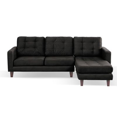 Sofa Seccional Derecho Napoles Tela Velvet Negro