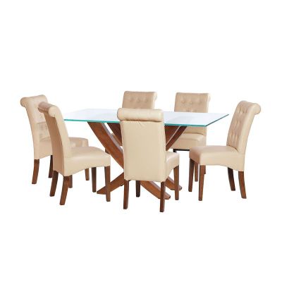Juego De Comedor Alicante 6 Sillas Oviedo Pu Beige