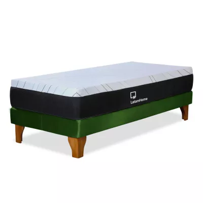 CAMA ZEN TOP FOAM VISCO TELA VELVET VERDE 1 1/2PZA