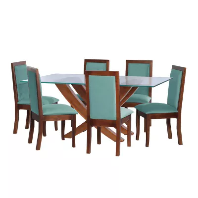 Imagen 1 del producto Juego De Comedor Alicante 6 Sillas Girona Tela Velvet Turquesa