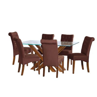 Juego De Comedor Merida 6 Sillas Oviedo Tela Velvet Chocolate