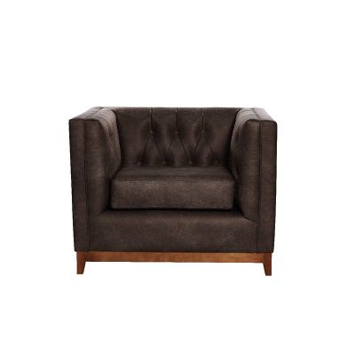 Sofa Roma 1 Cuerpo Capitoné Cuero Colorado Marron