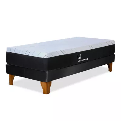 CAMA ZEN TOP SPRING  VISCO TELA NEGRO 1PZA