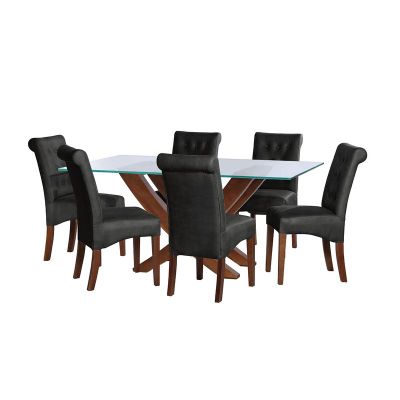 Juego De Comedor Alicante 6 Sillas Oviedo Cuero Kentucky Negro