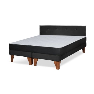 Imagen 2 del producto Cama Europea Zen Roller 2 Plazas Colchon Comprimido Espuma + Respaldo Tela Negro
